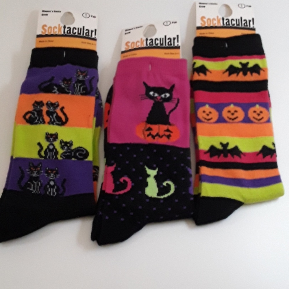 Cute Women's Hallowen Crew Socks 3 Pair size 9-11